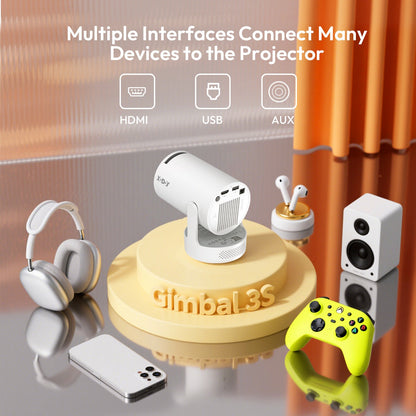 Projetor XGODY 4K HY300 Pro+ com alto-falante de 5W integrado 1280*720P Android 11 12000 Lumens Wifi6 BT5.4 Projetor Externo Portátil