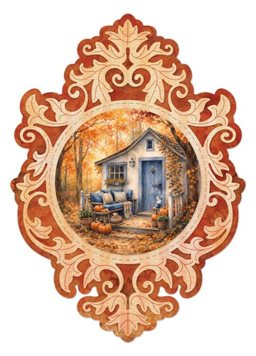 August 2026 New Mushrooms Autumn Frame A6 Autumn Leaves Circle Frame Metal Cutting Dies for DIY Handmade Scrapbook Photo Album