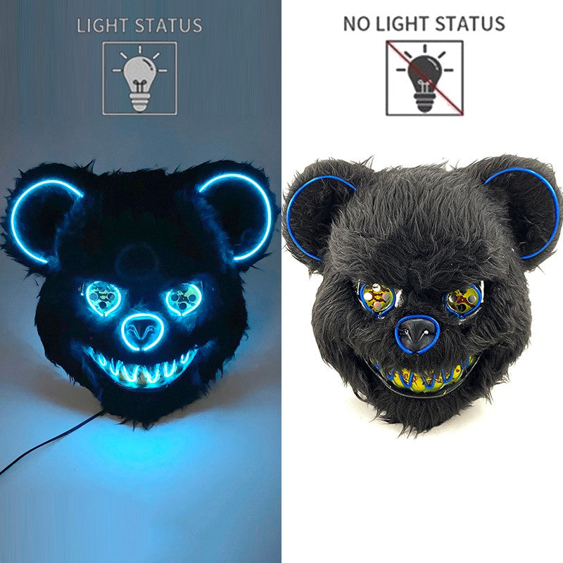 Hot Bloody Rabbit Bear Luminous LED Mask Halloween Horror Bunny Mask Carnival Party Props Cosplay Dress Up Headgear