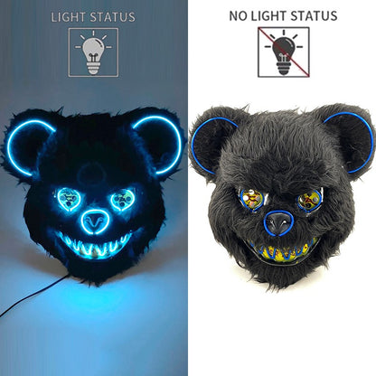 Hot Bloody Rabbit Bear Luminous LED Mask Halloween Horror Bunny Mask Carnival Party Props Cosplay Dress Up Headgear