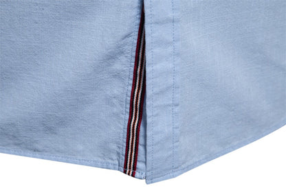 Japanese Style Men's Shirt 2025 Summer Business Casual Shirt Breathable Cotton Linen Blend | Slim Fit Long Sleeve Solid Color