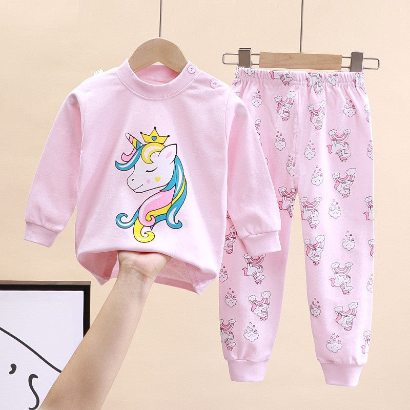 Autumn Kids Cartoon Pajama Sets Spring Girls Boys Print Sleepwear Suits Baby Long Sleeve T-Shirt+Pants 2Pcs Outfits Clothes 0-8Y