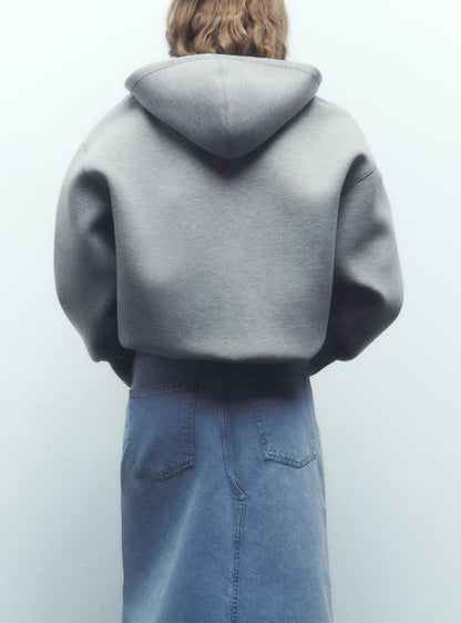 Women's Versatile Hooded Zip Long Sleeve Loose Jacket Fashion Oversized Casual Top Sweatshirt Street Basic Sports Wear