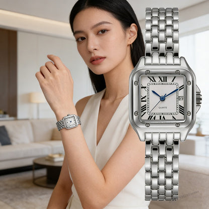 Light-luxury Ladies Watches Business Women Watch High-end Fashionable Roman scale Steel Strip Quartz Wristwatch for Couple man