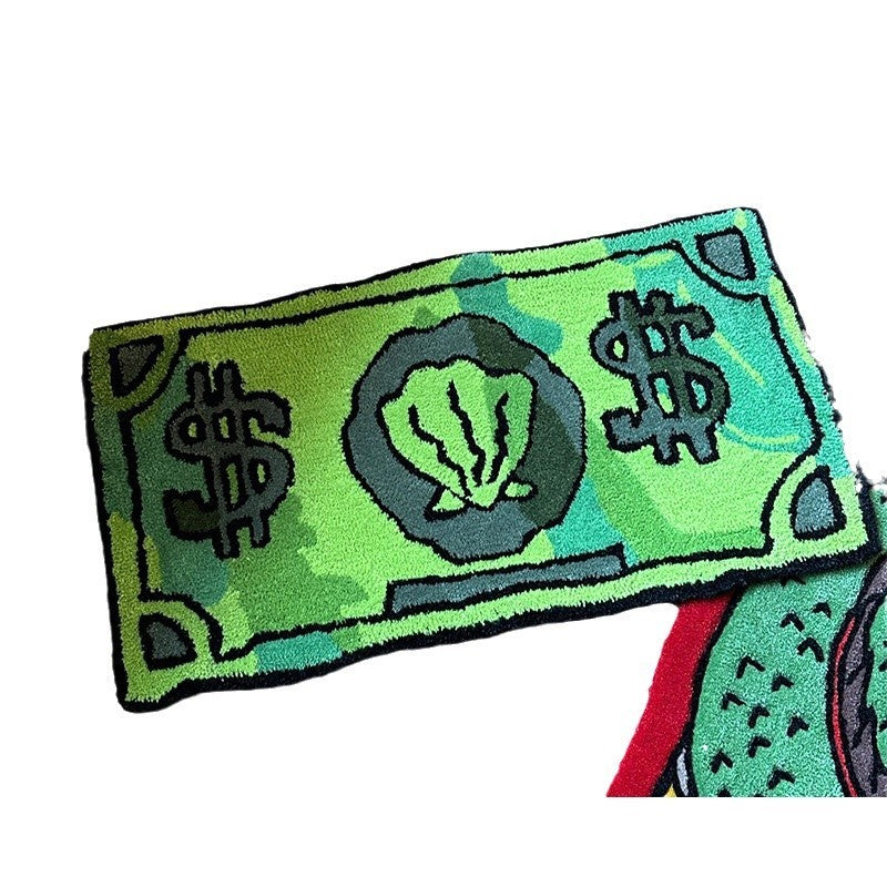 Coin-Print Plush Rug - Super Absorbent Bath Mat & Non-Slip Bedside Carpet for Decor