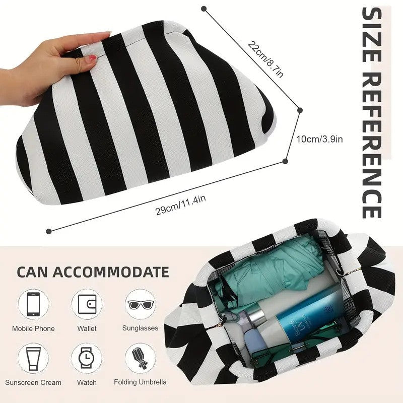 Summer Beach Clutch Bag for Women Woven Crochet Handbags Purses Knitting Dumpling Clutch Ruched Cute Cloud Casual Colorblock Bag