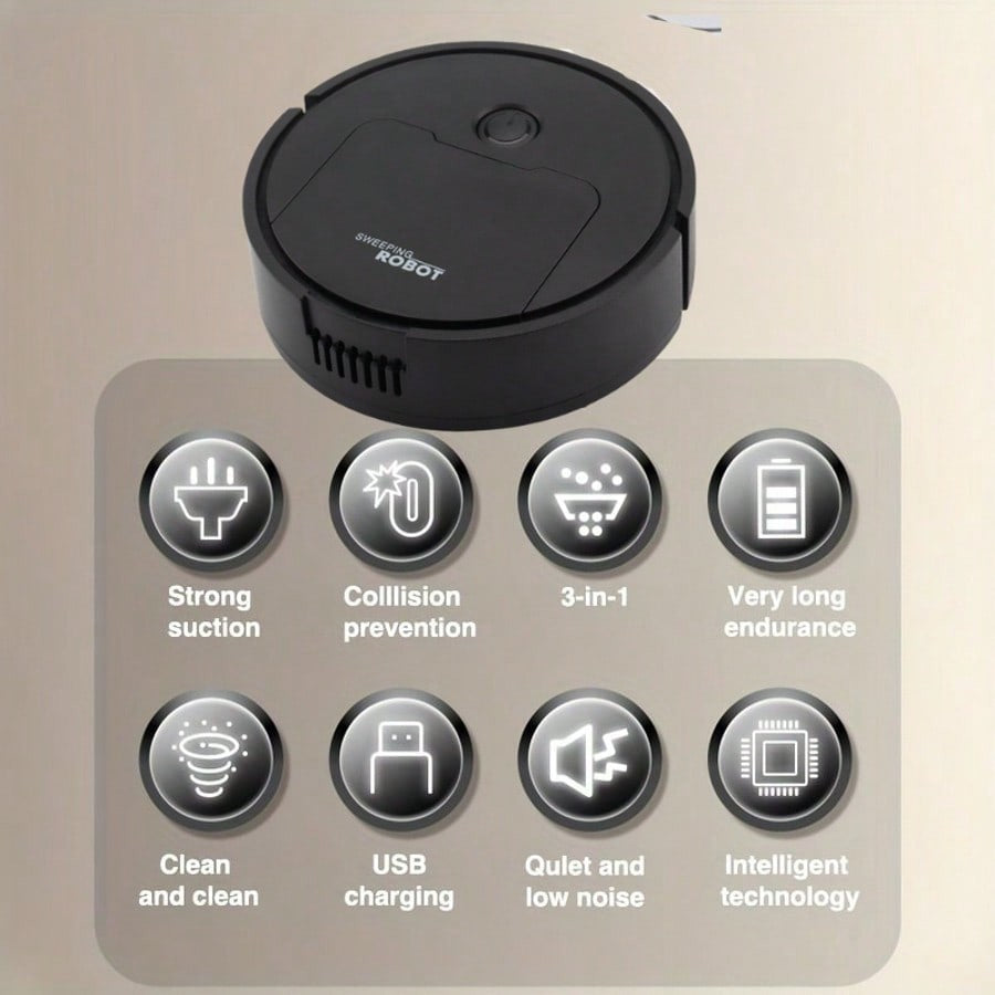 3-In-1 Robot Vacuum & Mop Combo, Strong Suction for Pet Hair & Hard Floors