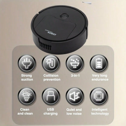 3-In-1 Robot Vacuum & Mop Combo, Strong Suction for Pet Hair & Hard Floors