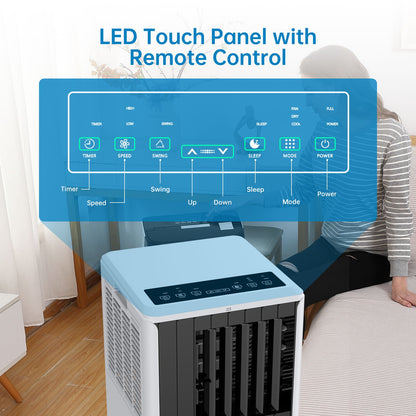 Ar Condicionado Portátil 8000 BTU, Unidade de Resfriamento AC 3 em 1, 2 Velocidades, Timer 24H, Baixo ruído, Instalação rápida para Quarto e Escritório