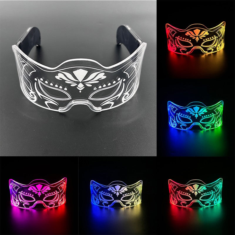 Led Luminous Glasses Bar Masquerade Concert Rave Goggles Rainbow Space Robot Futuristic Led DJ LIGHT Glasses Star Y2k Glasses