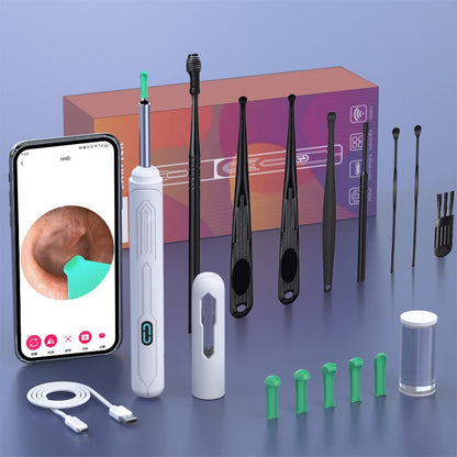 Conjunto de Limpeza de Ouvido com Câmera, Hastes para Ouvido, Otoscópio, Carregamento USB C, Ferramenta de Remoção de Cera com Endoscópio, Câmera Mini de Limpeza de Ouvido, Conjunto de Limpeza de Ouvido