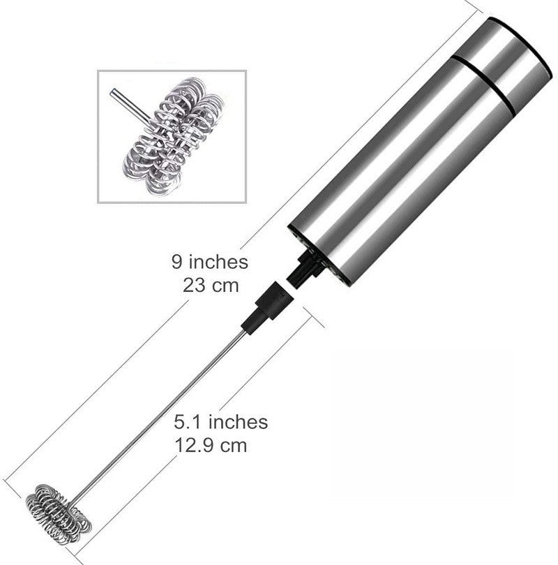 Stainless Steel Electric Milk Frother Kitchen Drink Foamer Mixer Stirrer Coffee Cappuccino Creamer Whisk Frothy Blend Egg Beater
