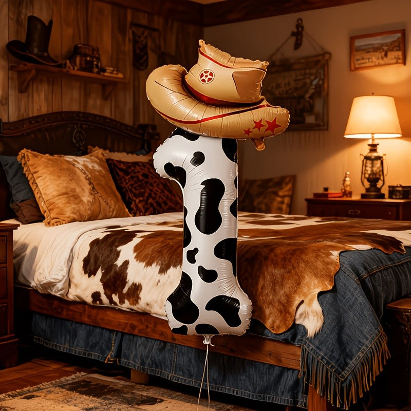 2pcs-40 inch 0-9 digital and hat balloon set, suitable for birthdays, farm themed parties, and New Year celebrations