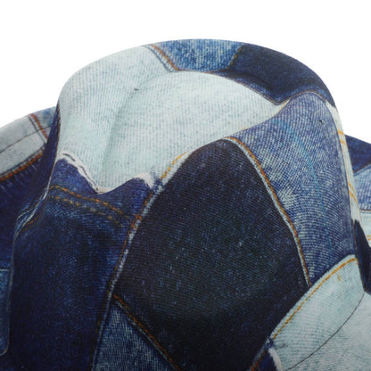 Western Cowboy Hat 56-58cm Polyester Patchwork Vintage Denim Print Wide Brim Flat Top Costume Cosplay Party Western Cowgirl Hat