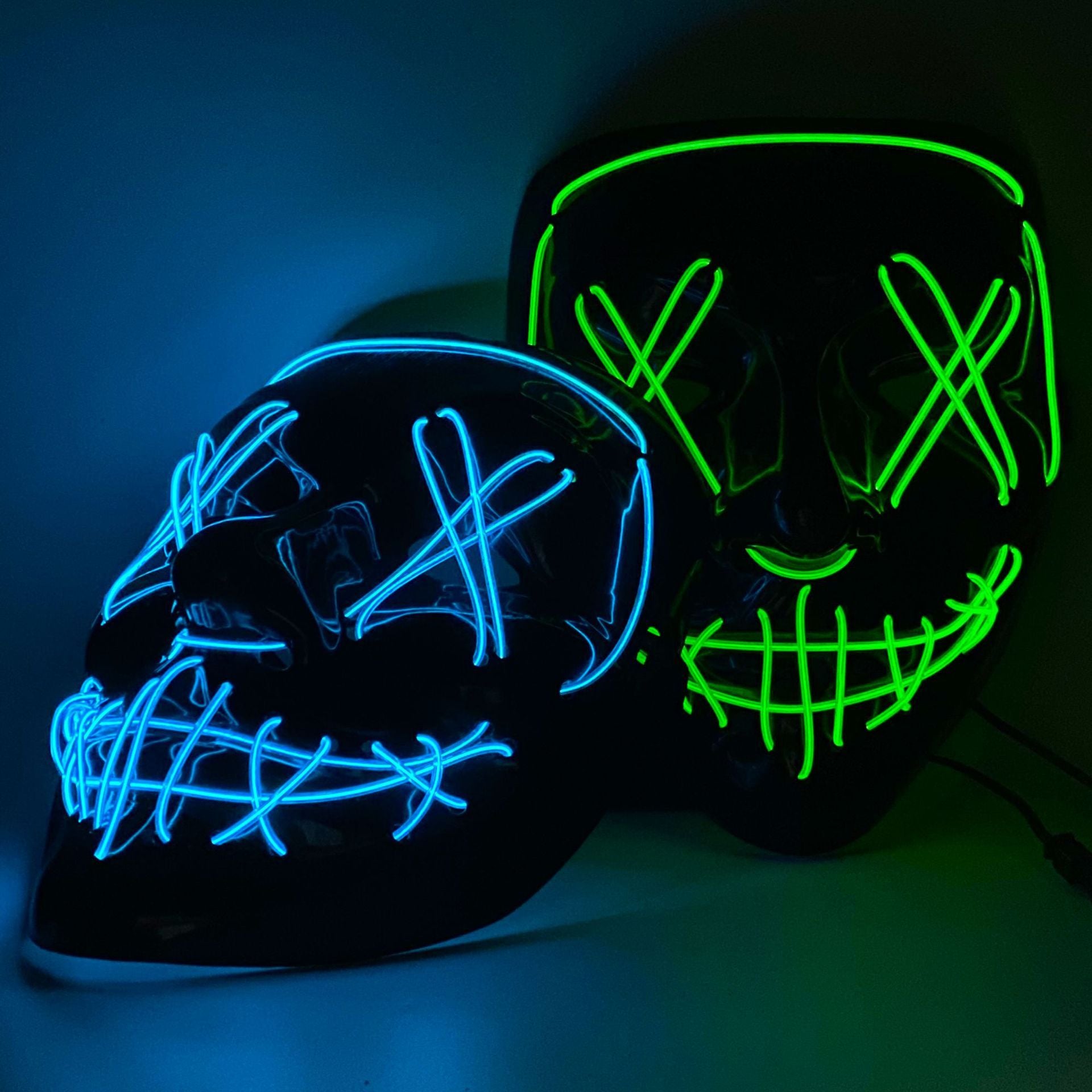 New Halloween Neon Led Purge Masquerade Carnival Party Masks Light Luminous in The Dark Cosplay Supplies