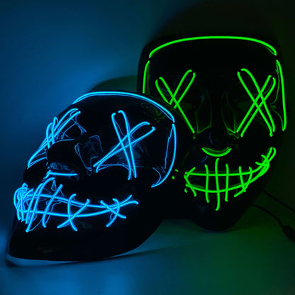 New Halloween Neon Led Purge Masquerade Carnival Party Masks Light Luminous in The Dark Cosplay Supplies