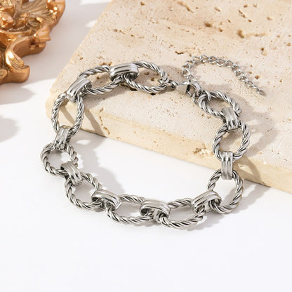 GANEMLY Conjunto de colar e pulseira de corrente de metal de aço inoxidável 316L para mulheres, gargantilhas de estilo punk, joias à prova d'água, presente feminino