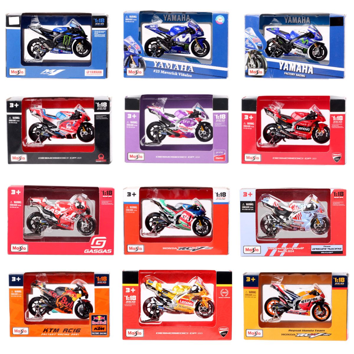 1/18 Maisto KTM RC16 Redbull Ducati GP21 GP22 GP23 GASGAS Honda RC213V Repsol Yamaha YZR-M1GP Moto Modelo de Corrida