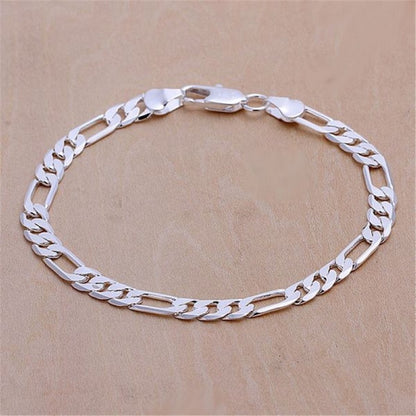 Pulseira Requintada em Prata Esterlina 925 com Corrente Sólida, Amuleto da Moda, Feminino e Masculino, Joias para Casamento, Modelos Lindos e Simples