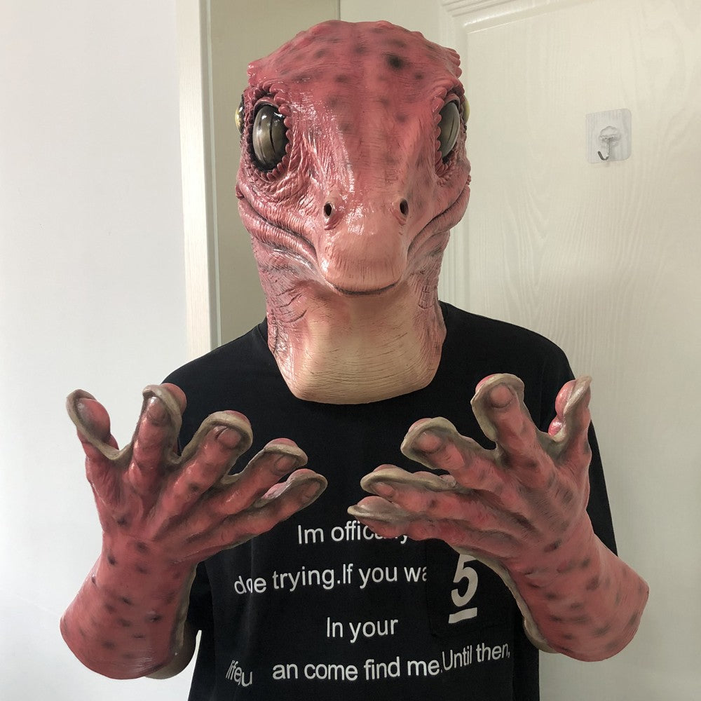 Funny Animal Frog lizard Latex Mask Gloves Cosplay Reptile Alien Latex Helmet Halloween Carnival Party Costume Props Gifts