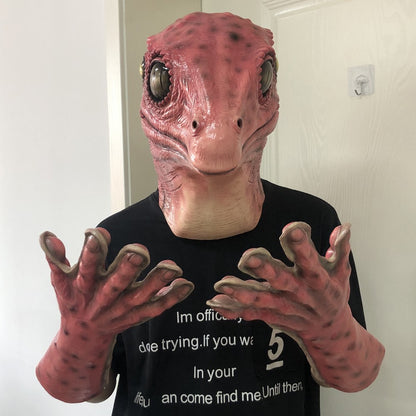 Funny Animal Frog lizard Latex Mask Gloves Cosplay Reptile Alien Latex Helmet Halloween Carnival Party Costume Props Gifts