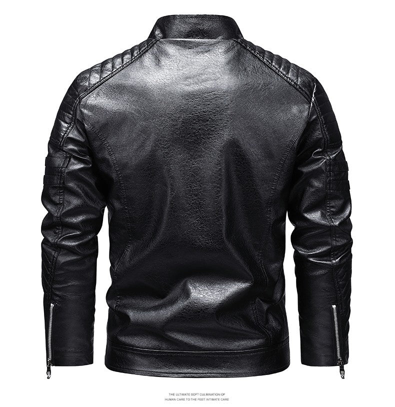 Quality New Male Casual Leather Jackets 7XL Autumn Winter Men Stand Collar Motorcycle Leather Jackets Vintage Leather Coat