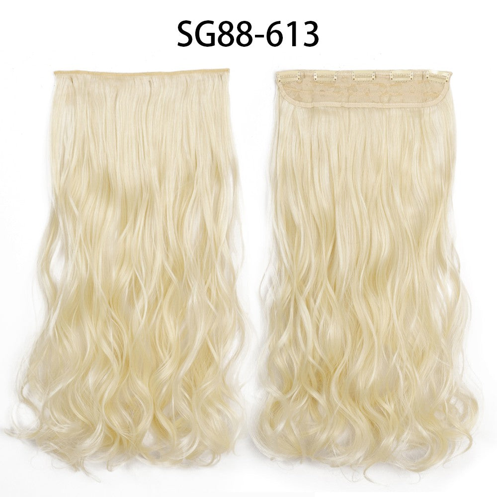 Apliques de Cabelo Sintético Liso Comprido de 5 Clipes 22'' Fibra de Alta Resistência ao Calor Preto Castanho Loiro
