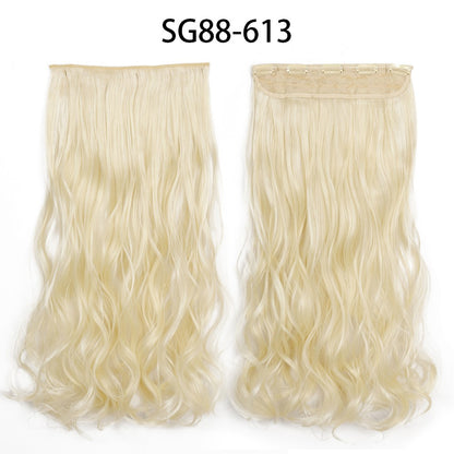 Apliques de Cabelo Sintético Liso Comprido de 5 Clipes 22'' Fibra de Alta Resistência ao Calor Preto Castanho Loiro