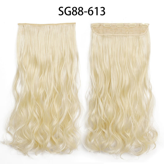 Synthetic Long Straight 5 Clip In Hair Extensions 22’‘ High Resistant Temperature Fiber Black Brown Blonde Hairpiece