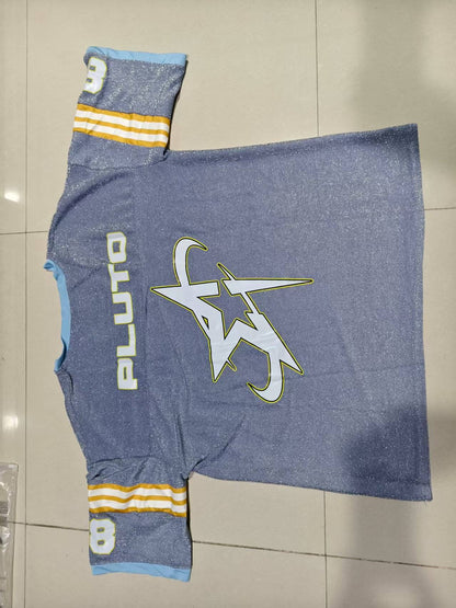 Y2K T shirt oversized fluorescent digital quick drying loose fitting jersey embroidered graphic shirts retro unisex street shirt