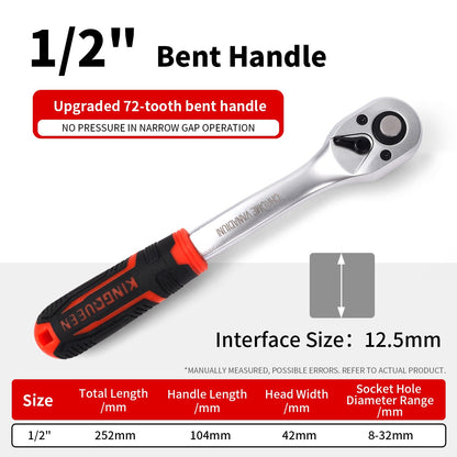 Chave Catraca Rápida Fosca Resistente a Óleo 72 Dentes Unidade de 1/4 3/8 1/2 Polegadas Soquete Bidirecional Chave Voadora Ferramenta Manual DIY de Reparo