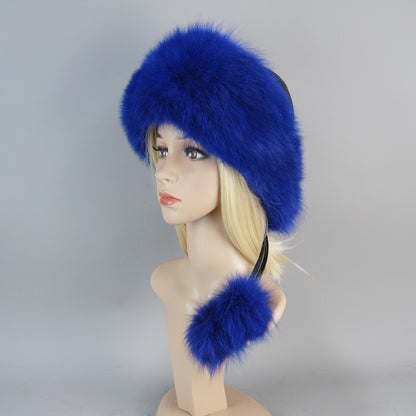 Nova Touca de Luxo de Inverno 100% Pelo de Raposa Natural Toucas de Pelo de Raposa Real de Qualidade para Mulheres Toucas de Pelo de Raposa Genuíno para Meninas