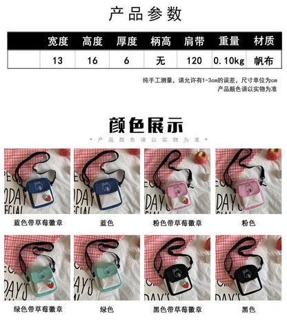 Ladies Fashion Canvas Small Square Bag Korean Version Multifunctional Cute Dog One-shoulder Diagonal Mobile Phone Package