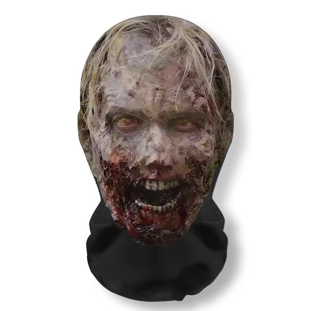Realistic 3D Horror Skull Zombie Full Face Mask Breathable Mesh Headgear Cosplay Prop for Halloween Party Prank Carnival Costume