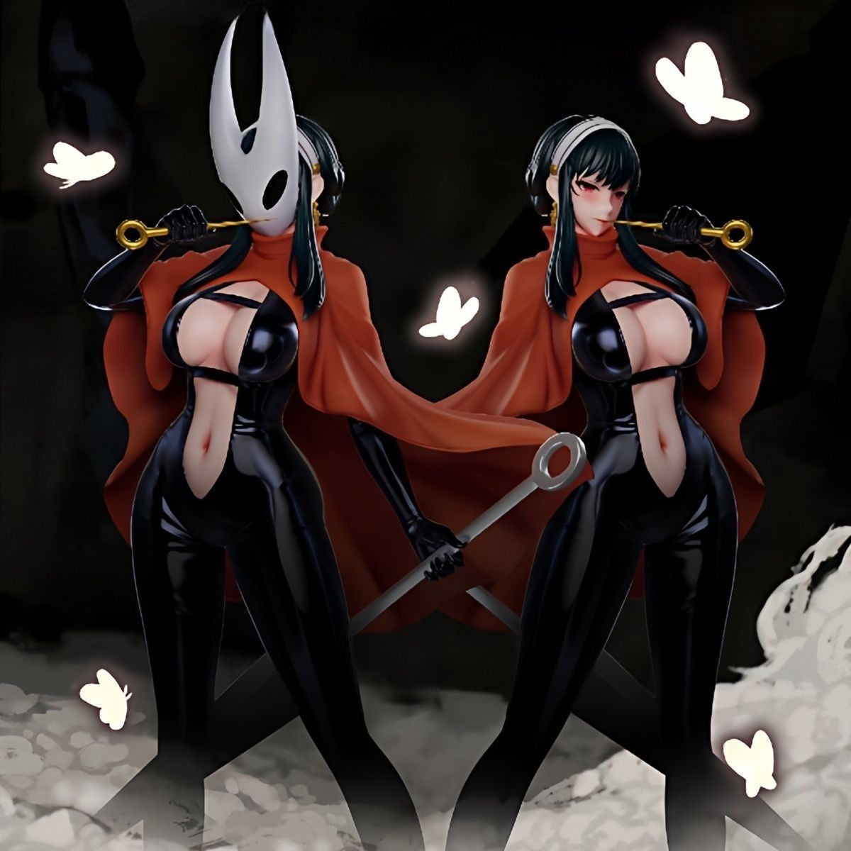 Boneco de Anime Hollow Knight Hornet Yor de 23cm em estoque, Figura de Ação Hentai, Máscara Pode Ser Substituída, Modelo de Coleção em PVC, Brinquedos de Boneca