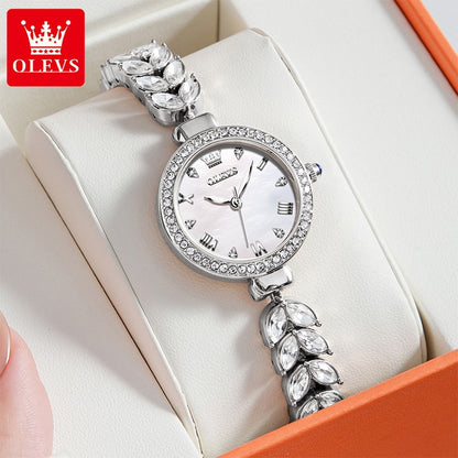 OLEVS 9971 Women Watch Luxury Brand Quartz Watch Fashion Unique Design Diamond Mermaid Bracelet Dress Watch Women Elegant Watch