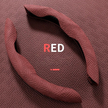 Embossed Napa leather steering wheel cover, anti-slip and sweat-absorbing handlebar cover, semi-covered protective cover