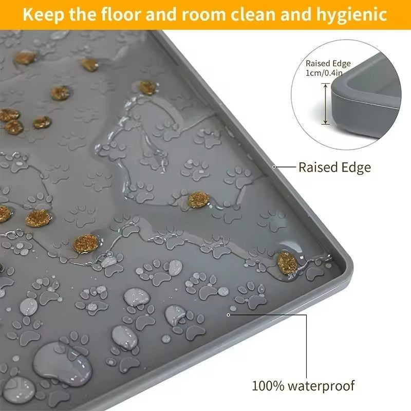 Tapete de alimentação para animais de estimação, cães e gatos, bebedouro e comedouro, tapetes para alimentação de gatos, tapete de tigela de comida para cães, almofada de silicone à prova d'água para tigela de animais de estimação