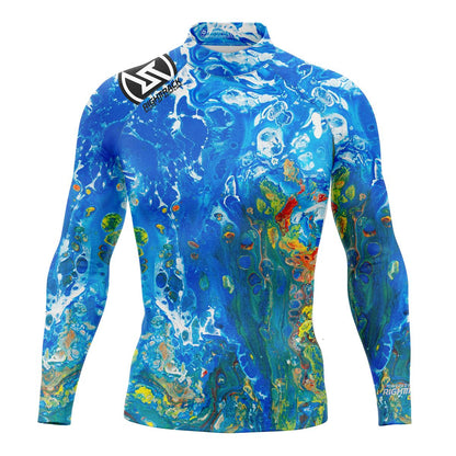 New Men's Surfing Shirt Gold Coast Lycra Rashguard RIGHTTRACK Long Sleeve Surf Sportswear Beach UV Swimwear UPF50+ Clothes
