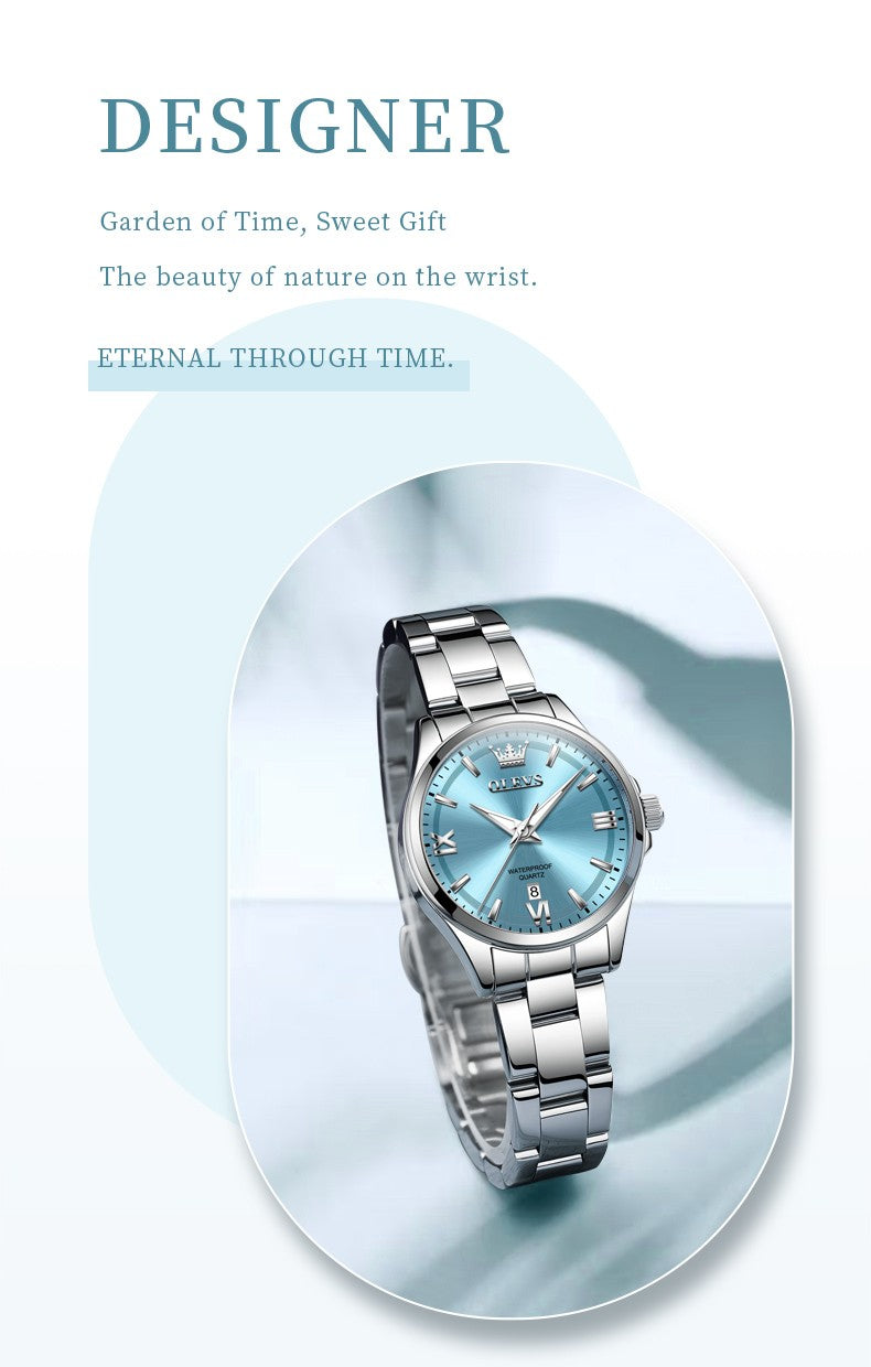 OLEVS Women's Watches Trend Elegant Stainless Steel Original Brand Small Dial Quartz Wristwatch for Lady Waterproof Luminous New