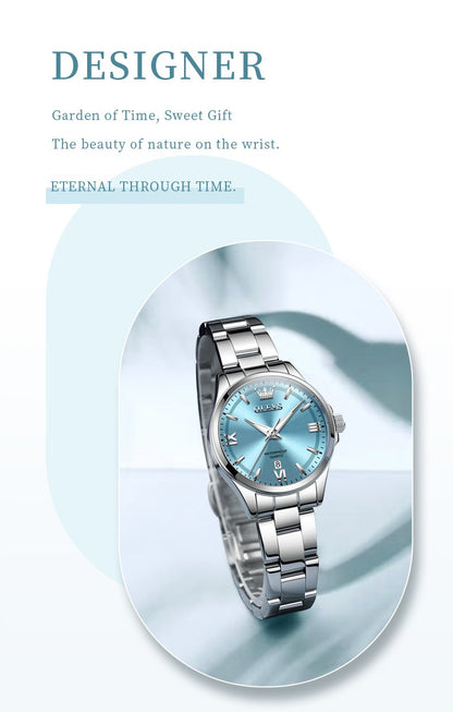 OLEVS Women's Watches Trend Elegant Stainless Steel Original Brand Small Dial Quartz Wristwatch for Lady Waterproof Luminous New