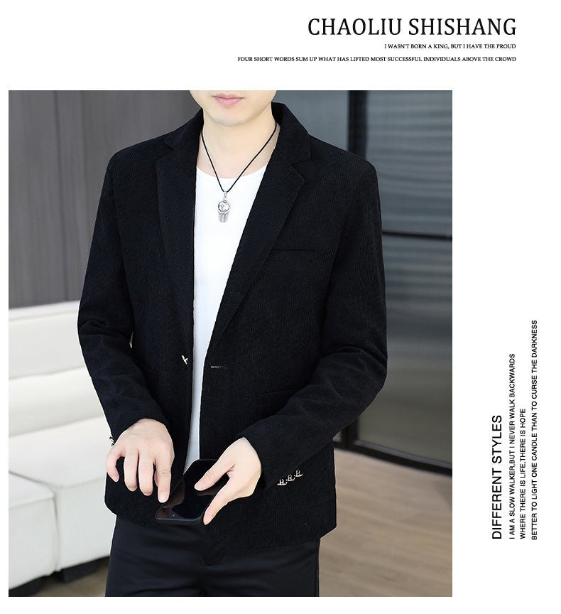 Blazer's New Men's Fashion Outdoor Travel Camping Youth Wedding Hosting Campus Slimming Casual Solid Color Korean Version Blazer