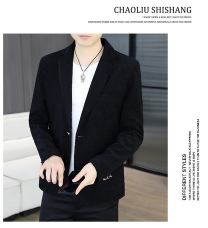Blazer's New Men's Fashion Outdoor Travel Camping Youth Wedding Hosting Campus Slimming Casual Solid Color Korean Version Blazer