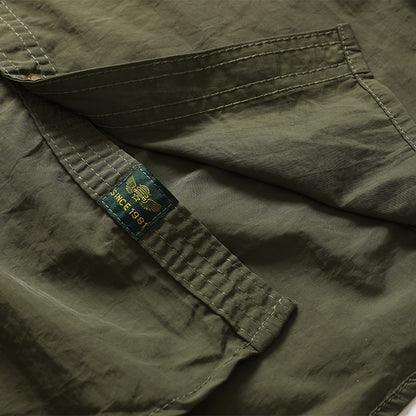 2024 New Summer Cargo Shirt for Men Long Sleeve 2-Pocket Shirts Outdoor Casual Colthing Solid Color Quick-dry Tops Overshirt