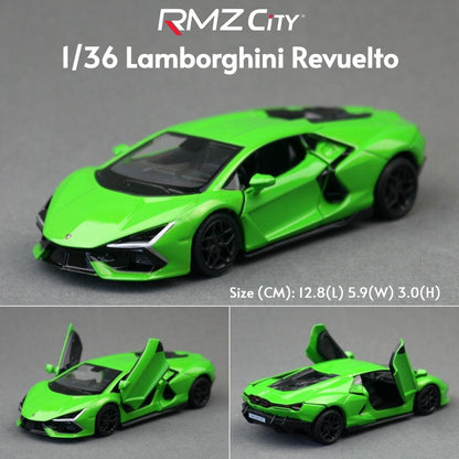1/36 Lamborghini Super Sport Miniatura de Carro de Brinquedo para Crianças RMZ CiTY Diecast Metal Carrinho de Fricção para Coleção Presente Meninos