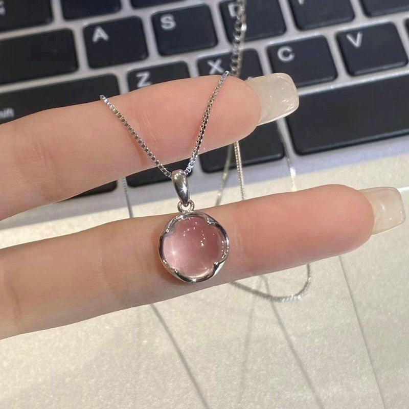 Colar de Coração de Zircônia Rosa Planeta da Moda Colar de Corrente de Clavícula Estética Feminina Presente de Dia dos Namorados Joias de Festa
