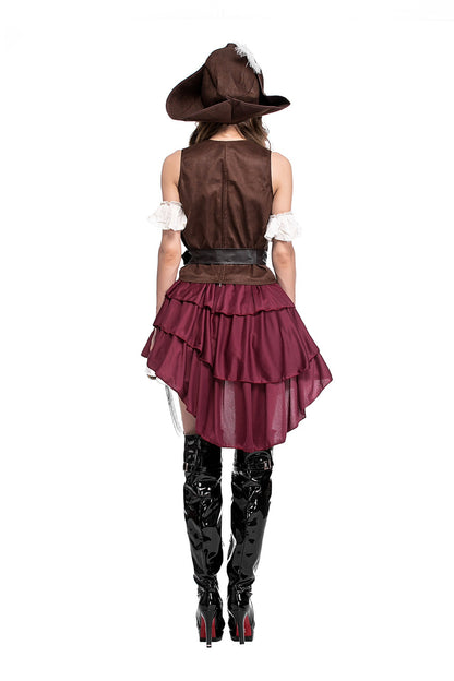 Adult Female Halloween Pirate Costume Captain Jack's Role-playing Costume Theatrical Stage Pirate Performance