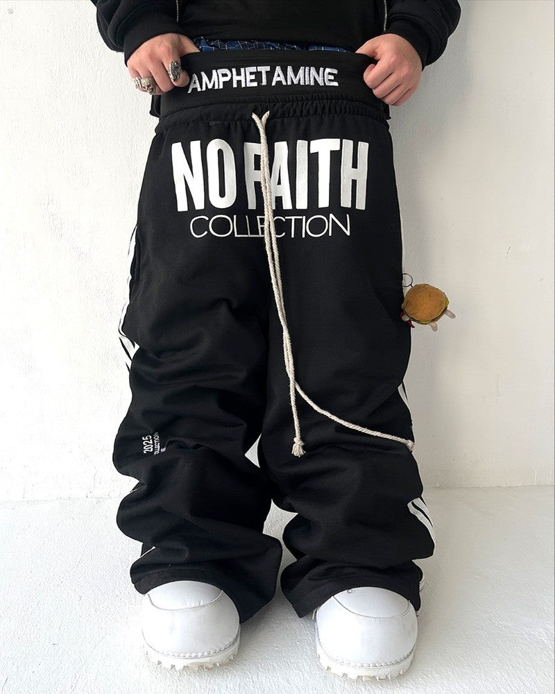 Calça de moletom masculina folgada com bordado de letras listradas padrão Y2K, moda urbana, Hip hop, Gótica, Harajuku, rock
