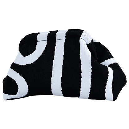 Summer Beach Bag Clutch Purses for Women Woven Crochet Handbags Dumpling Hobo Ruched Purses Colorblock Bag Bohemian Knit Clutch