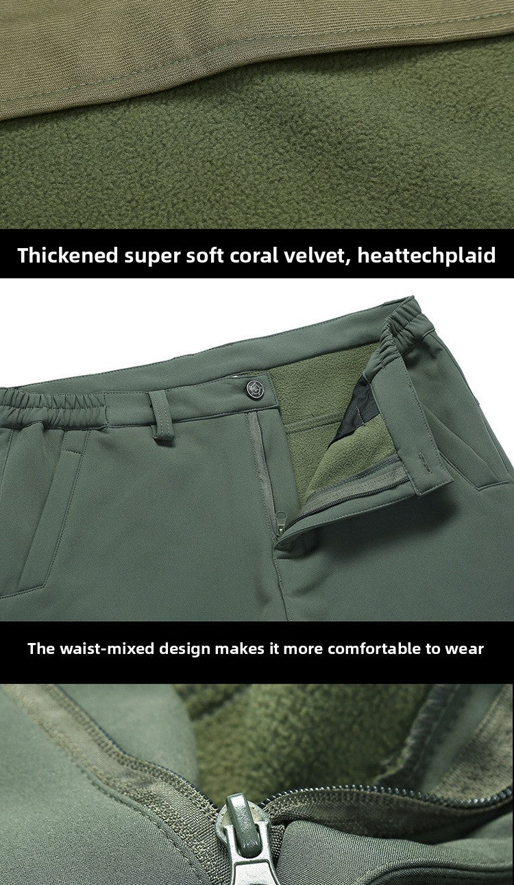 Conjunto de Pesca de Inverno para Externa Roupa de Caminhada Respirável Jaqueta Softshell IX7 de Pele de Tubarão Conjunto Forrado de Lã Quente Corta-vento